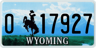 WY license plate 017927