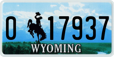 WY license plate 017937