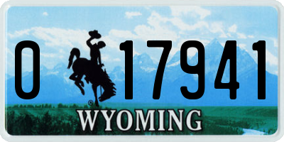 WY license plate 017941