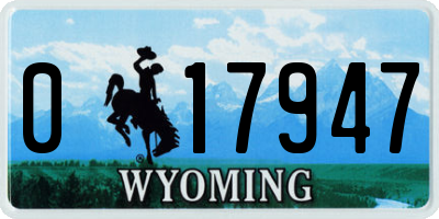 WY license plate 017947