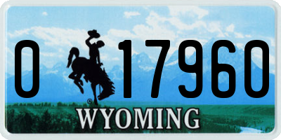 WY license plate 017960