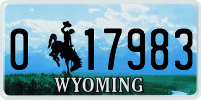 WY license plate 017983