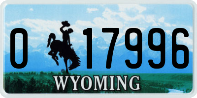 WY license plate 017996