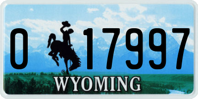 WY license plate 017997