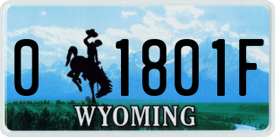 WY license plate 01801F