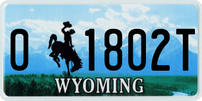 WY license plate 01802T
