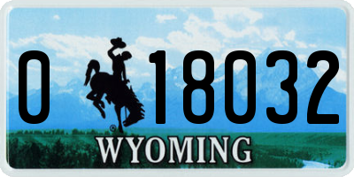 WY license plate 018032
