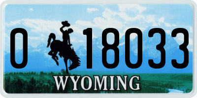 WY license plate 018033