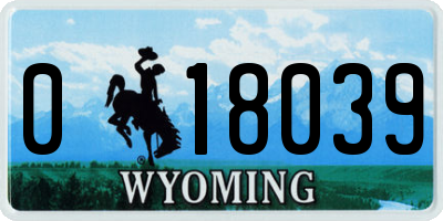 WY license plate 018039