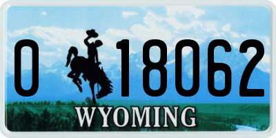 WY license plate 018062