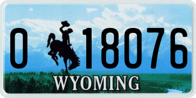 WY license plate 018076