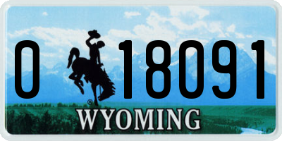 WY license plate 018091