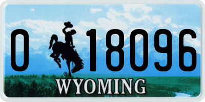 WY license plate 018096