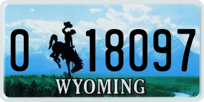 WY license plate 018097