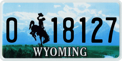 WY license plate 018127
