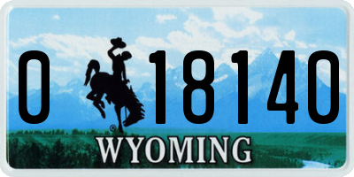 WY license plate 018140