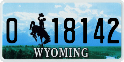 WY license plate 018142