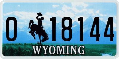 WY license plate 018144