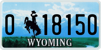 WY license plate 018150