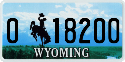 WY license plate 018200