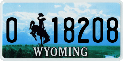 WY license plate 018208