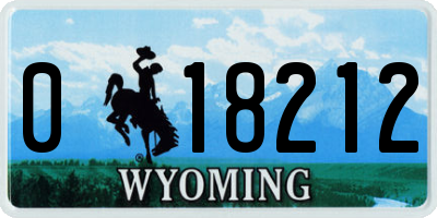 WY license plate 018212