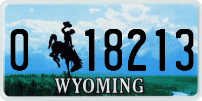 WY license plate 018213