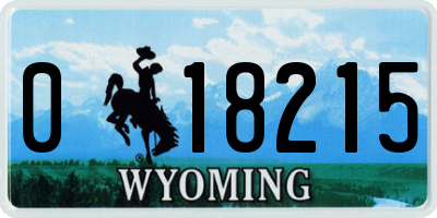 WY license plate 018215