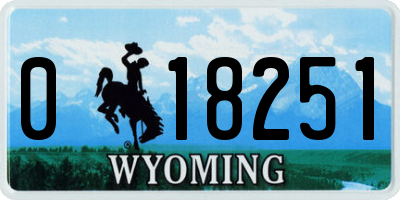 WY license plate 018251