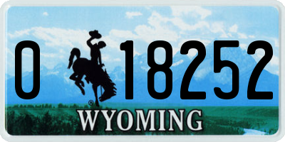 WY license plate 018252