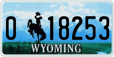 WY license plate 018253