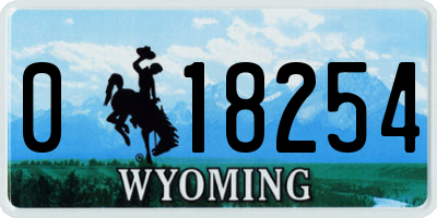 WY license plate 018254