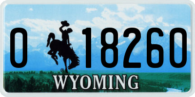WY license plate 018260