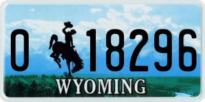 WY license plate 018296