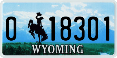 WY license plate 018301
