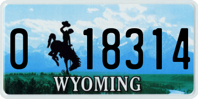 WY license plate 018314