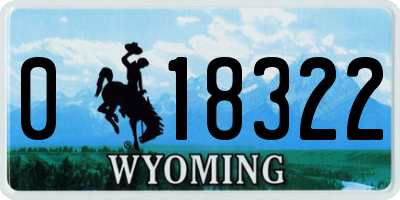 WY license plate 018322