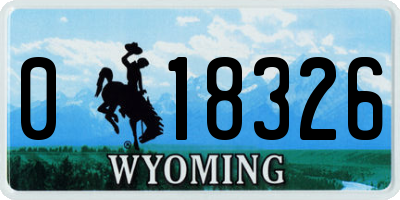 WY license plate 018326