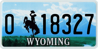 WY license plate 018327