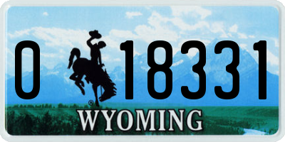 WY license plate 018331