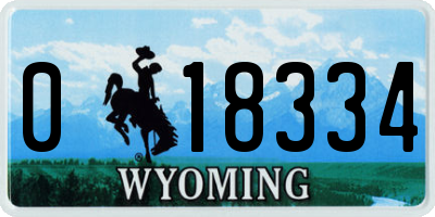 WY license plate 018334