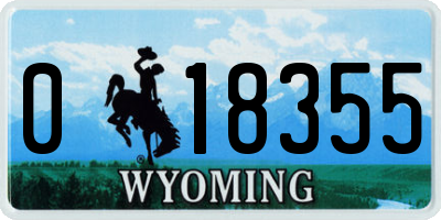 WY license plate 018355