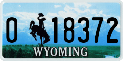 WY license plate 018372