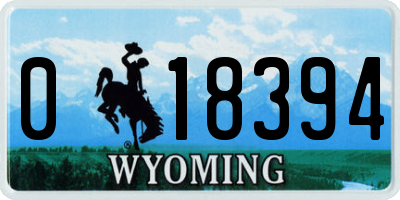 WY license plate 018394