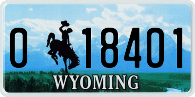 WY license plate 018401