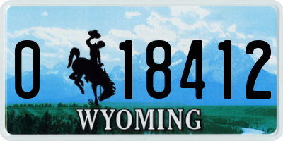 WY license plate 018412