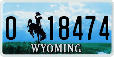 WY license plate 018474