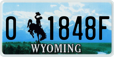 WY license plate 01848F