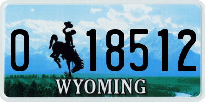 WY license plate 018512
