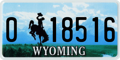 WY license plate 018516